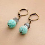 Vintage Amazonite Labradorite Earrings Clip-on Australia Jewelry