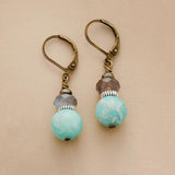 Vintage Amazonite Labradorite Earrings Clip-on Australia Jewelry