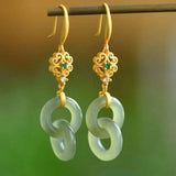 Interlocking Green Jade Earrings for Women