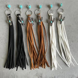 Turquoise Cactus Charm Tassel Earrings Brown