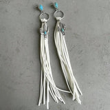 Turquoise Cactus Charm Tassel Earrings Brown