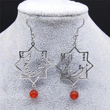 Persian Love Poem Stone Earrings Women Silver Jewelry
