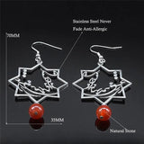 Persian Love Poem Stone Earrings Women Silver Jewelry