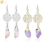 CSJA Natural Stone Earrings for Wife Citrines Purple Crystal Quartz