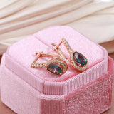 Colorful Stone Earrings 585 Rose Water Drop Tourmaline Fine Jewelry