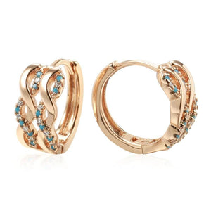 Glossy Wave Shape Turquoise Hoop Earrings 585 Women Daily Jewelry