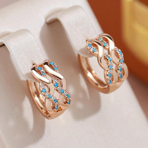 Glossy Wave Shape Turquoise Hoop Earrings 585 Women Daily Jewelry