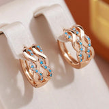 Glossy Wave Shape Turquoise Hoop Earrings 585 Women Daily Jewelry