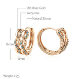Glossy Wave Shape Turquoise Hoop Earrings 585 Women Daily Jewelry