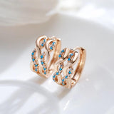 Glossy Wave Shape Turquoise Hoop Earrings 585 Women Daily Jewelry