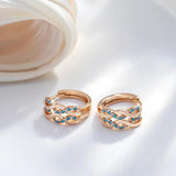 Glossy Wave Shape Turquoise Hoop Earrings 585 Women Daily Jewelry