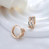 Glossy Wave Shape Turquoise Hoop Earrings 585 Women Daily Jewelry
