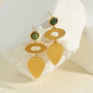 Vintage African Turquoise Drop Earrings - 18K Plated Stainless Steel