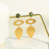 Vintage African Turquoise Drop Earrings - 18K Plated Stainless Steel