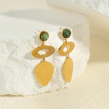 Vintage African Turquoise Drop Earrings - 18K Plated Stainless Steel