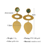 Vintage African Turquoise Drop Earrings - 18K Plated Stainless Steel