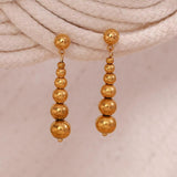 Large Bead Drop Earrings Stainless Steel 18K Plated
