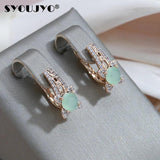 Emerald Green CZ Earrings 585 Rose Gold Wedding Drop Earrings