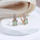 Emerald Green CZ Earrings 585 Rose Gold Wedding Drop Earrings