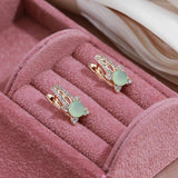 Emerald Green CZ Earrings 585 Rose Gold Wedding Drop Earrings