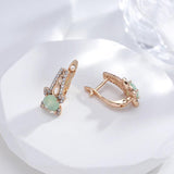 Emerald Green CZ Earrings 585 Rose Gold Wedding Drop Earrings