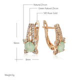 Emerald Green CZ Earrings 585 Rose Gold Wedding Drop Earrings