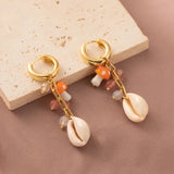 Natural Stone Shell Mushroom Pendant Earrings for Women