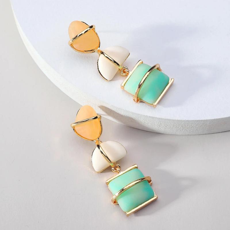 Geometric Stone Dangle Earrings Resin Jewelry Accessories