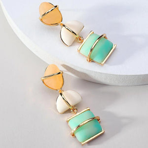 Geometric Stone Dangle Earrings Resin Jewelry Accessories