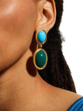 Lapis Lazuli Green Oval Earrings Punk Style Retro Jewelry
