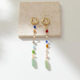Colorful Stone Copper Pendant Tassel Earrings