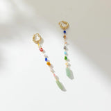 Colorful Stone Copper Pendant Tassel Earrings