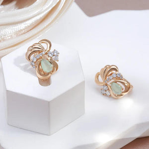 Green Emerald Zircon Flower Earrings 585 Roe Fine Jewelry