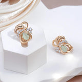 Green Emerald Zircon Flower Earrings 585 Roe Fine Jewelry