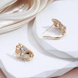 Green Emerald Zircon Flower Earrings 585 Roe Fine Jewelry