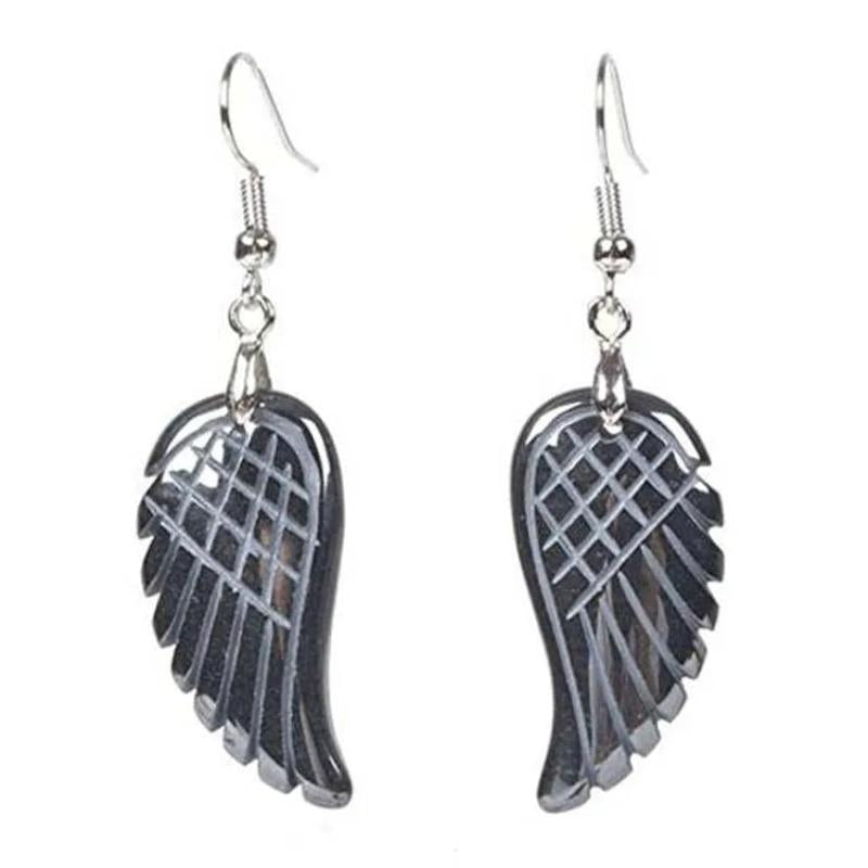 Natural Carved Healing Reiki Crystal Quartz Stone Earrings