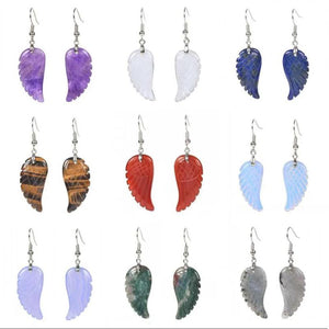 Natural Carved Healing Reiki Crystal Quartz Stone Earrings