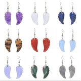 Natural Carved Healing Reiki Crystal Quartz Stone Earrings