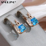 Rose Gold Bridal Earrings with Shining Square Stone