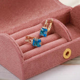 Rose Gold Bridal Earrings with Shining Square Stone