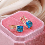 Rose Gold Bridal Earrings with Shining Square Stone