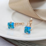 Rose Gold Bridal Earrings with Shining Square Stone