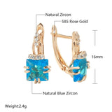Rose Gold Bridal Earrings with Shining Square Stone