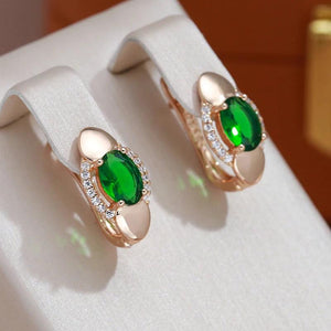 Vintage Emerald Green Zircon Drop Earrings 585 Rose Jewelry