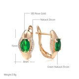 Vintage Emerald Green Zircon Drop Earrings 585 Rose Jewelry