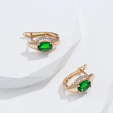 Vintage Emerald Green Zircon Drop Earrings 585 Rose Jewelry