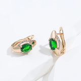 Vintage Emerald Green Zircon Drop Earrings 585 Rose Jewelry