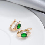 Vintage Emerald Green Zircon Drop Earrings 585 Rose Jewelry
