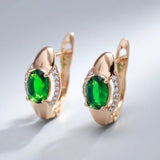 Vintage Emerald Green Zircon Drop Earrings 585 Rose Jewelry
