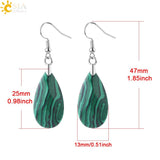 CSJA Water Drop Earrings Beaded Crystal Quartz Healing Stones